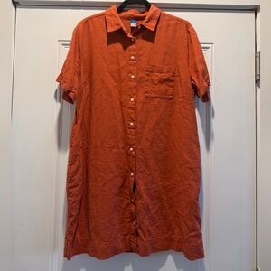 Old Navy Orange Short Sleeve Button Down Dress - M
